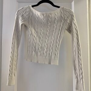 Meshki Cream Cable Knit Scoop Neck Sweater